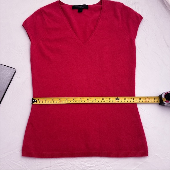 Express Design Studio Y2K strawberry red cashmere v-neck short sleeve sweater - Picture 7 of 10